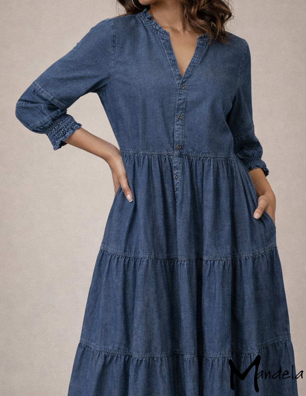 Acid Wash Denim Long Frock